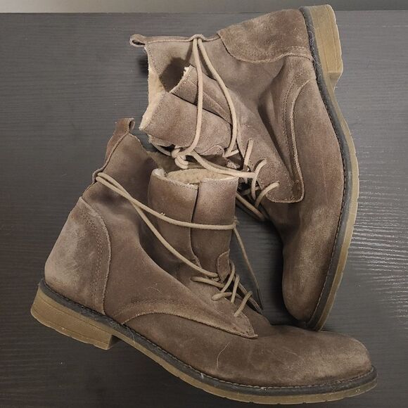 Steve Madden Taupe Real Suede Low Combat Boots 9 - Picture 6 of 10